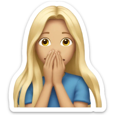 long hair blonde girl with her Hands covering her mouth sticker