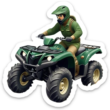 Yamaha Grizzly 700 (2019) – Cinematic-realistic Yamaha Grizzly 700 ATV, its dark green frame tearing through muddy trails. Thick off-road tires grip the rugged terrain sticker