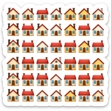 design 20 different emojies of houses, everything from small houses to giant mansions sticker