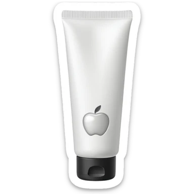 small squeezable tube with tapered nozzle and removable cap, slightly angled, subtle glossy highlight, compact smooth monochrome white, minimalistic design, no label, no glue drops, no extras, closed tube, apple emoji style, soft lighting, subtle shadows, emoji scale sticker