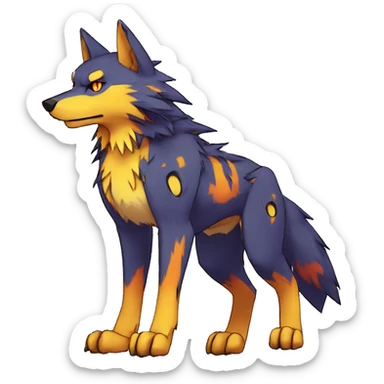  Cool Edgy Colorful Digimon-Fakemon-Wolf with edgy markings full body sticker