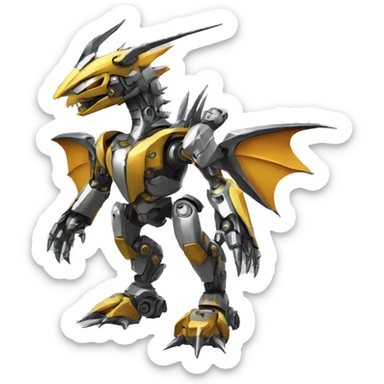 a futuristic mechanical spiky Medabot-Dragon full body sticker