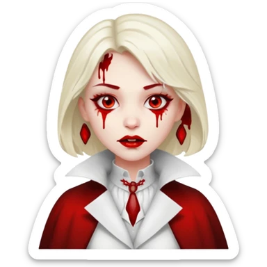 Women Vampire withwhite coat dress and eyes should be red with blood sticker