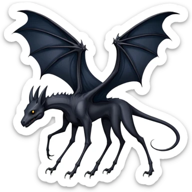 thestral: Winged horses visible only to those who have witnessed death and understand its significance. Can u make it thinner? Like an achal tekkine? Long legs, wings like from a bat sticker