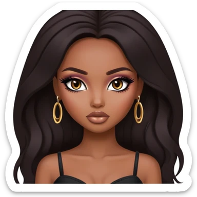 african beauty standard, dark hair, pretty makeup, pretty bratz baddie, black eyeliner sticker
