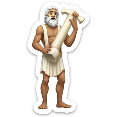 Zeus holding a big femur bone sticker