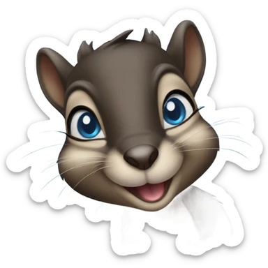 Female Black squirrel with blue eyes saying I’m here sticker