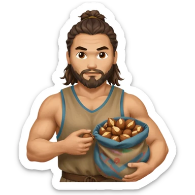 Jason mamoa holding a sack of nuts sticker