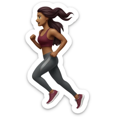 Beautiful tattooed  burgundy long haired woman jogging sticker