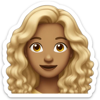 Very proud happy woman. Brown eyes and long wavy hair. Light skin. She is a little cocky sticker
