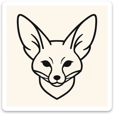 head of a fennec fox, minimalistic, clean lines, simple shapes sticker