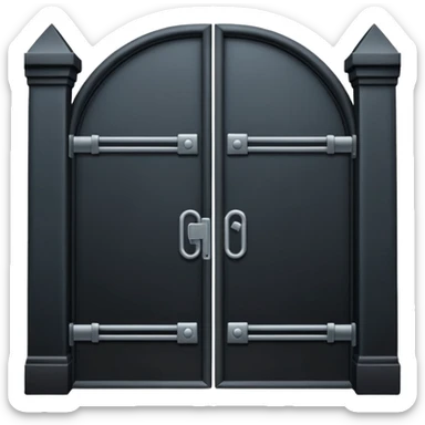 iOS emoji, minimal dark gate, sealed door, flat design sticker