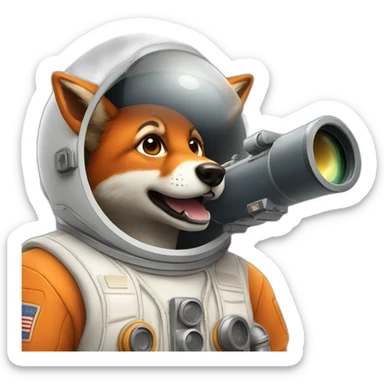 cosmonaute with foxy head (no helmet) and a telescope sticker