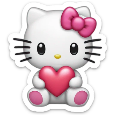 hello kitty with heart sticker