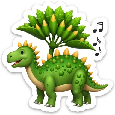 cartoon stegosaurus with music notes funny sticker
