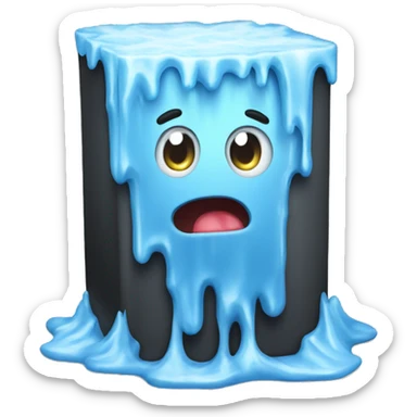 Ice block  melting on stove, screaming help sticker