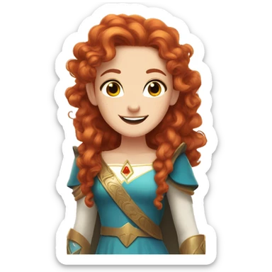a white girl with long red curly hair and freckles, cosplaying Princess Zelda posing and smiling sticker