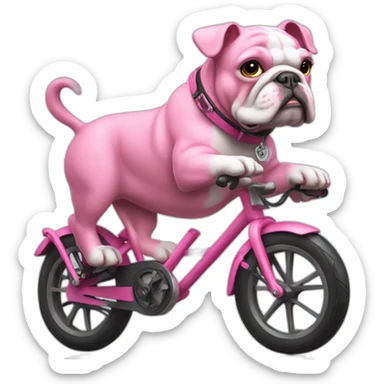pink bulldog on a bike sticker