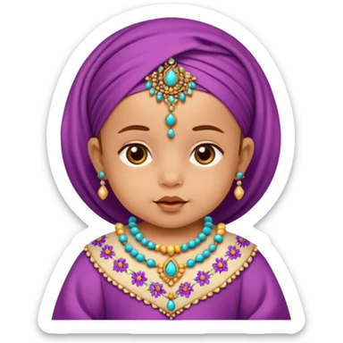  baby, dressed in colorful ghalibiya with delicate decorations sticker