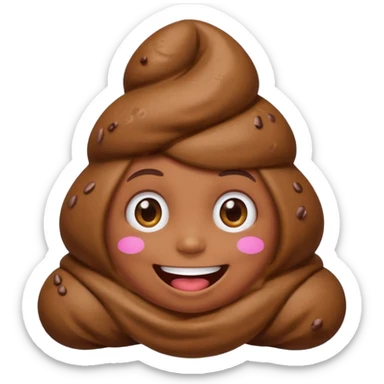 Un fille a la tête de caca smile et habillé en caca sticker