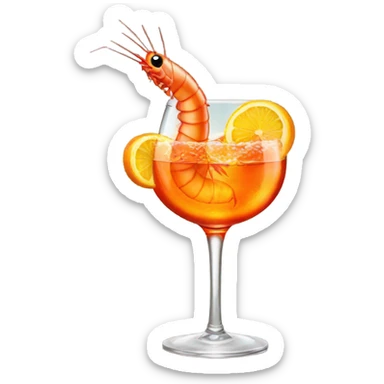 A shrimp having an aperol spritz sticker