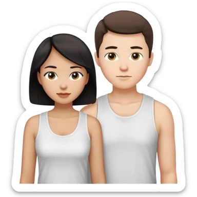 Mixed race couple, white male with mixed female (asian & black)
the female is more asian than she is black
The male is french  sticker
