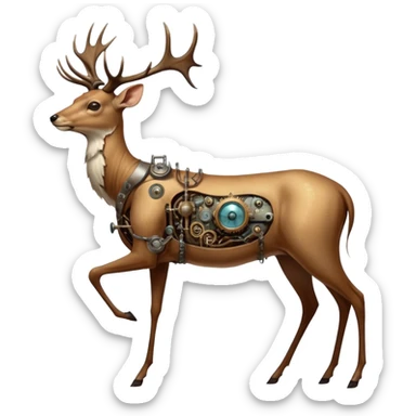 cinematic steam-punk -  hieronymus bosch phantasmagoric mutated creatures - hybrids of human-deer sticker