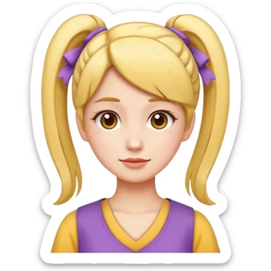 v-line face, twin tail hairstyle, slim small woman, emoji style sticker