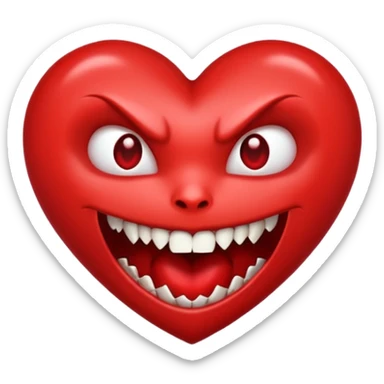 heart vampire fangs no eyes sticker