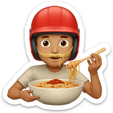 A man skateboarding while eating a bowl of spaghetti sticker