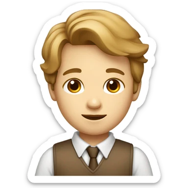 A kid architect in architect clothes drawing a building light brown dark brown eyes  sticker