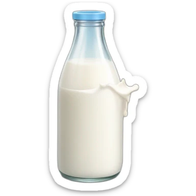 a bottle of milk dropping milk in a glass sticker