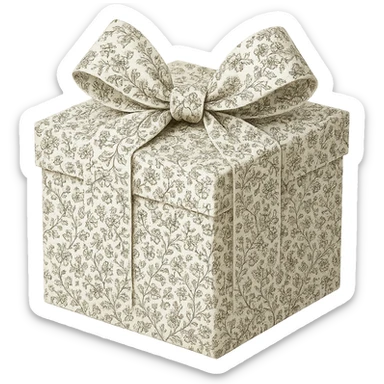Elegant Rococo pale black white ditsy floral gift box  , remove background sticker