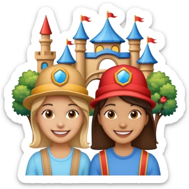 photo frame of 2 friends in a theme park sticker