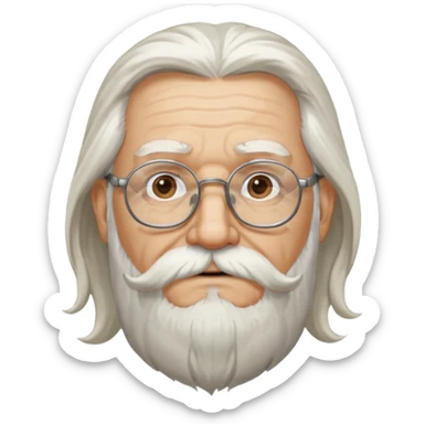 old man with long hair and beard wearing glasses sticker
