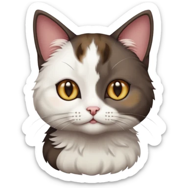 full body small short hair dark brown and white cat with hazel eyes sticker