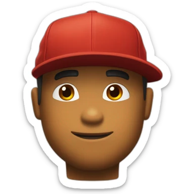 alguien con una cara simple con gorra roja y marron y su piel es amarilla, ah, cara de roblox, ojos hechos de palos sticker