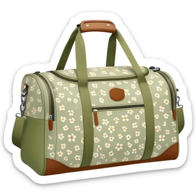 A sports bag with a pale olive print in a small flower sticker