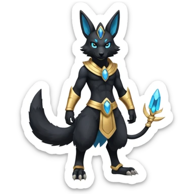 Black Furry Fluffy Modern Futuristic Lucario-Anubis-fusion full body sticker