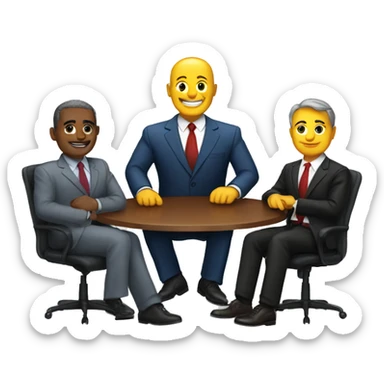 executives dressed with suites from a company in a reunion around a circular table sticker