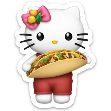 Hello-kitty hello-kitty holding a taco sticker