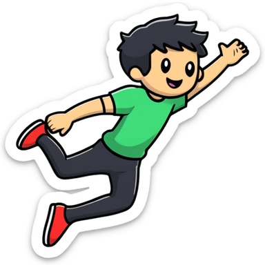 Colorful cartoon character jumping with joy sticker
