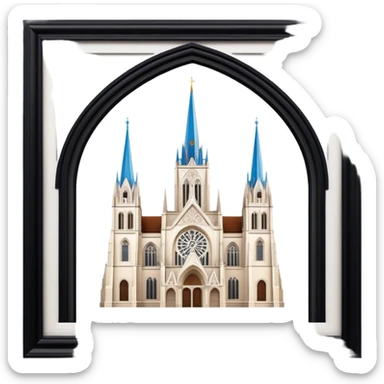 Cinematic Realistic Zagreb Cathedral Landmark Emoji, depicted with Gothic architecture rendered with lifelike detail and majestic, soft lighting. sticker