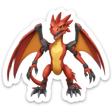  Cool Edgy Digimon-Fakemon-Guilmon-Velociraptor-Dragon-Mecha full body sticker