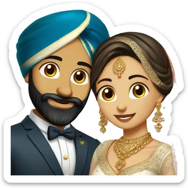 Sikh bride and groom full potrait with groom having nice full beard well maintained emoticon sticker