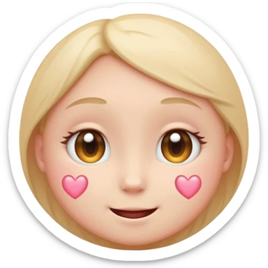 “Pastel round emoji with shy sparkling eyes, gentle blush, trembling smile, hidden heart, soft glow—expressing quiet love, vulnerability, and tender emotions no hair sticker