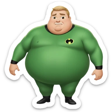 green fat mr incredible farting with giant fart cloud sticker