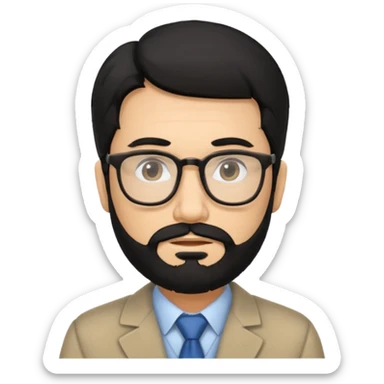 Professor in the la casa de papel TV show, with black hair and beard sticker