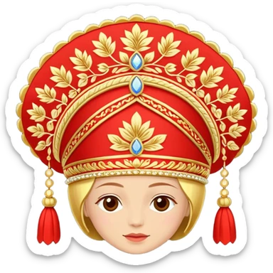 Russian kokoshnik with red and gold details sticker
