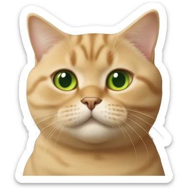 Golden brown british shorthair cat with green eyes sticker